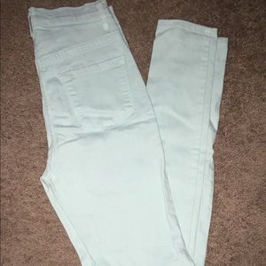 High waisted mint super skinny jeans